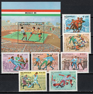 Никарагуа, История Футбола, 1985, 7 марок+блок